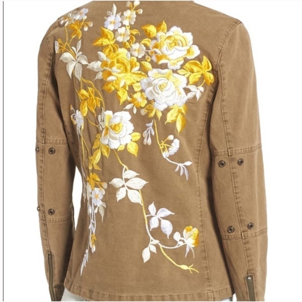 Pam & Gela Utility Embroidered Floral Print Jacket